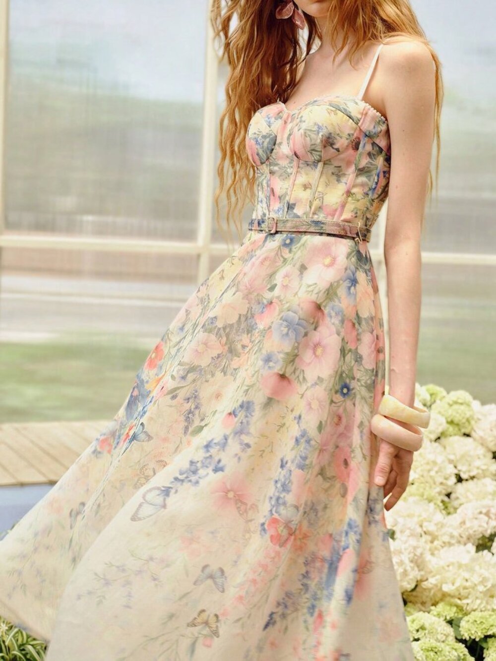 Multicolor Elegant Women's Floral Print Belted Dress - Picture 4 of 6